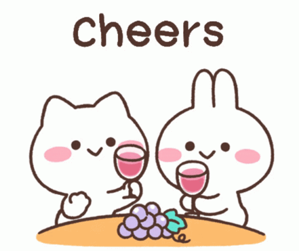 Mimi And Neko Cheers Happy Birthday Drinks GIF