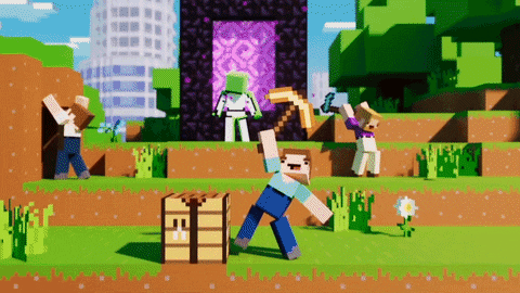 Minecraft Busy Mobs GIF