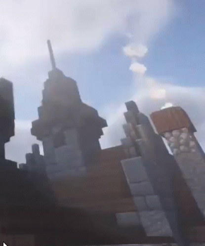 Minecraft Castle Blue Sky Clouds