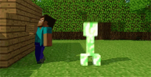 Minecraft Character Beside Creeper
