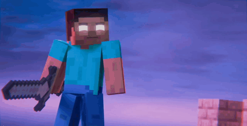Minecraft Character Holding Sword GIF