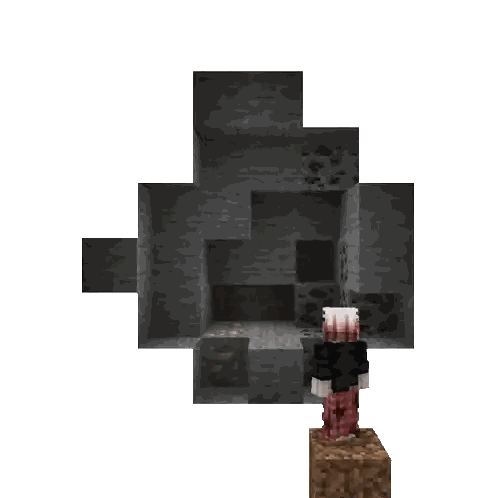 Minecraft Character Looking at Cave