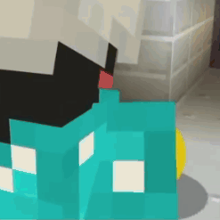 Minecraft Character Next to Brick Wall and Yellow Ball