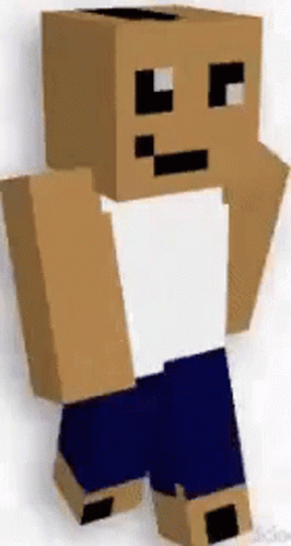 Minecraft Character With Cardboard Box Head and Blue Shorts