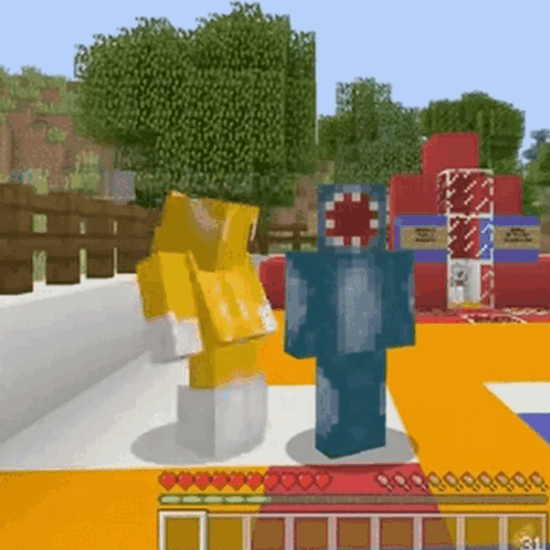 Minecraft Characters Standing on Carpet