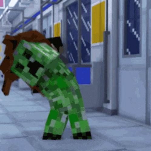 Minecraft Creeper In Subway GIF