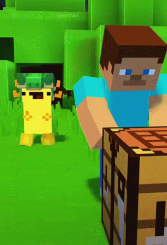 Minecraft Meme Pikachu Dancing In The Back GIF
