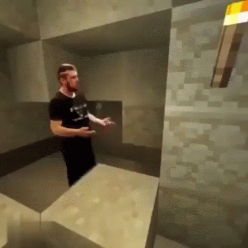 Minecraft Meme Punching The Wall GIF