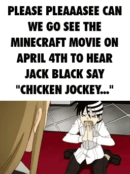 Minecraft Movie Jack Black Says Chicken Jockey GIF