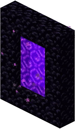 Minecraft Portal with Purple Flowers