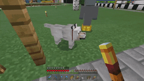 Minecraft Sheep Standing Next to Brick Wall