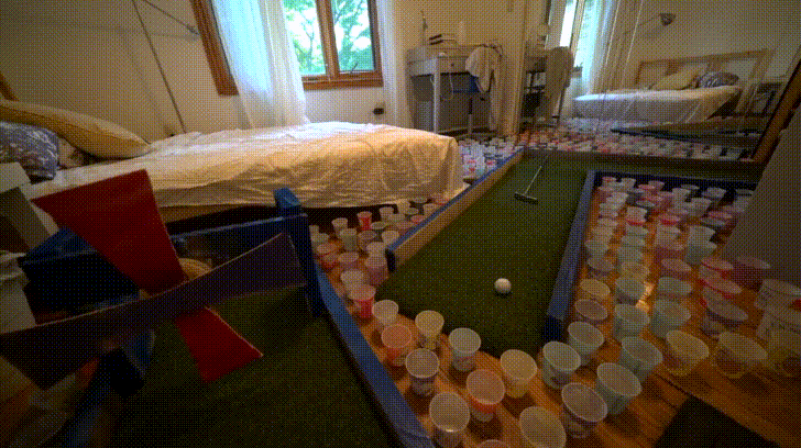 Mini Golf Course In Bedroom GIF