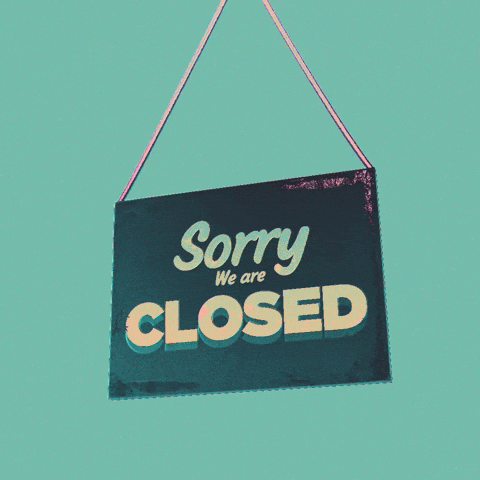 Minimalist Sorry We're Closed Falling Gloves GIF
