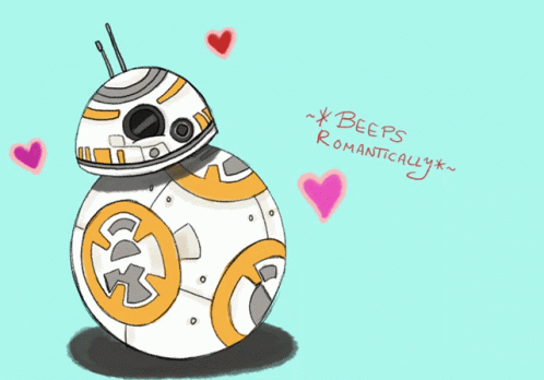 Minimalist Star Wars Bb8 With Hearts GIF