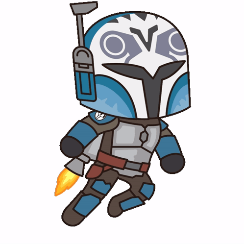 Minimalist Star Wars Bo Katan Kryze Flying GIF