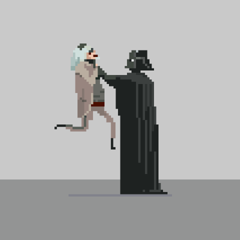 Minimalist Star Wars Darth Vader And Jedi GIF