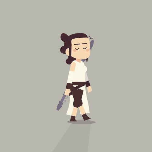 Minimalist Star Wars Rey And Bb8 Robot GIF
