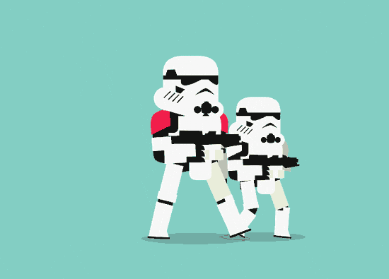 Minimalist Star Wars Stormtroopers Shooting Gun GIF