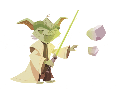Minimalist Star Wars Yoda Making Stones Float GIF