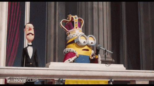 Minion In Crown Giving Speech GIF