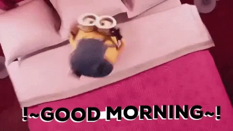 Minion Laying on Bed Saying Good Morning