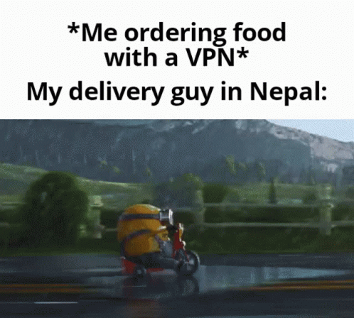 Minion On Motorcycle Ordering Food With VPN GIF