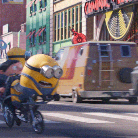 Minions And Gru On Cycle GIF