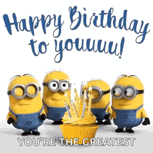 Minions Around Birthday Cupcake Saying Happy Birthday