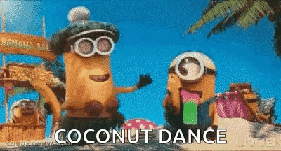 Minions Dancing on Beach Coconut Dance