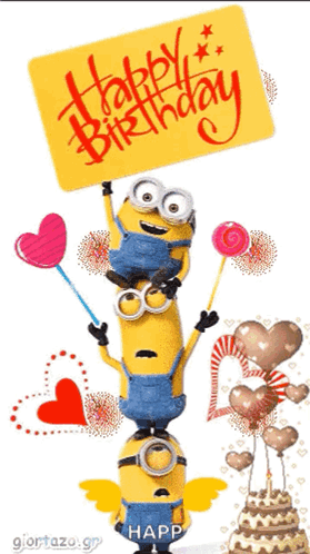 Minions Holding Happy Birthday Sign