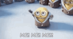 Minions Raising Hands Me Me Me GIF