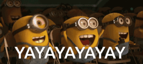 Minions Sitting in Classroom Saying Yay