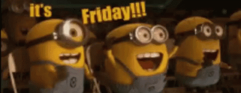 Minions Standing in Front of It's Friday Sign