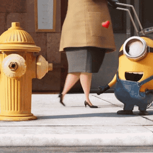 Minions Talking To Fire Hydrant GIF