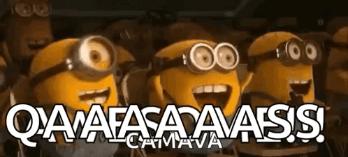 Minions With Qaaafaaaass Text GIF