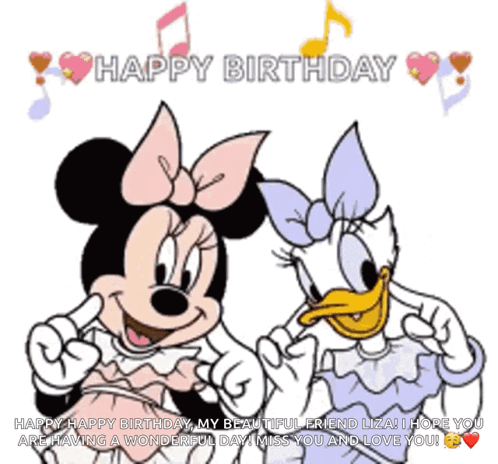 Minnie Mouse And Daisy Duck Birthday Card GIF