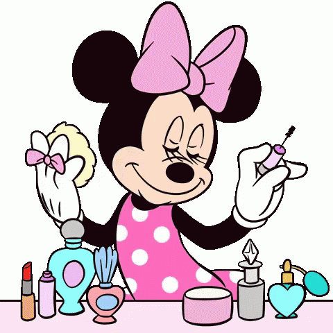Minnie Mouse Getting Ready Putting Make Up On GIF
