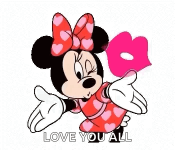 Minnie Mouse Holding Heart Saying Love You All