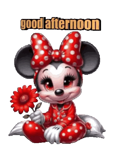 Minnie Mouse Holding Red Flower