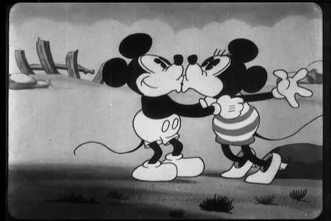 Minnie Mouse Hugging And Kissing Mickey Mouse GIF