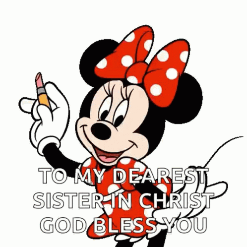 Minnie Mouse Is Holding A Lipstick In Her Hand And Saying `` Thank You '' . GIF