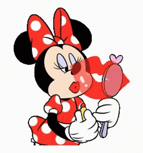 Minnie Mouse Putting On Lipstick GIF