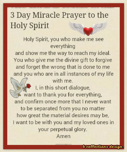 Miracle Prayer to Holy Spirit with Doves and Rose