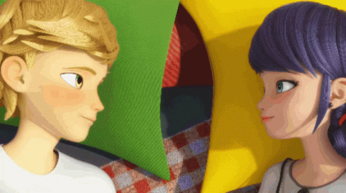 Miraculous Ladybug And Adrien Holding Hands GIF