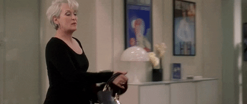 Miranda Priestly Here's My Bag And Coat GIF