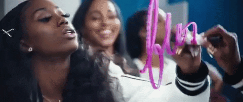 Flo Milli Writing In The Mirror GIF