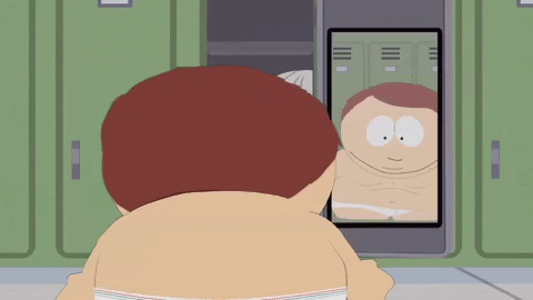 Trey Parker In The Mirror GIF