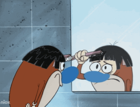 Stimpy Hair In The Mirror GIF