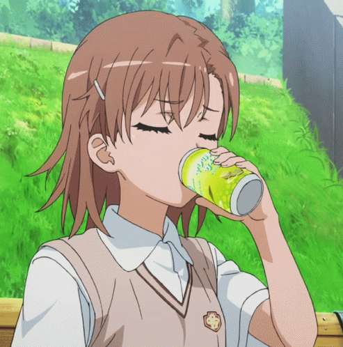 Misaka Mikoto Drinking GIF