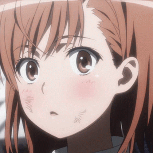 Misaka Mikoto Looking Up And Blushing GIF